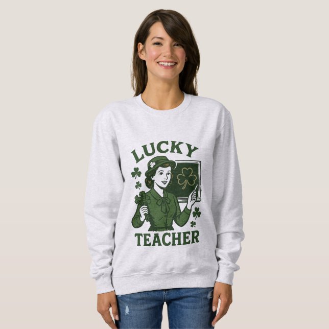 Sudadera Profesor Afortunado – De St. Patrick’s Day Retro V (Anverso completo)