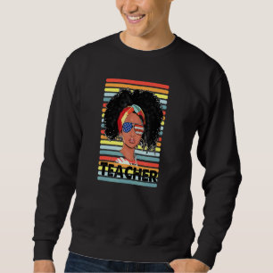 Sudadera Profesor afroamericano con bandera estadounidense 