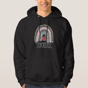 Sudadera Profesor Boho Arcoíris Leopardo Orgulloso Enseñand