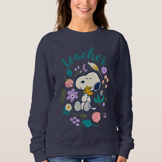 Sudadera Profesor de abrazo de flores Snoopy & Woodstock (Anverso)