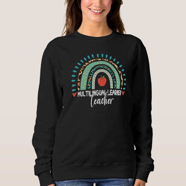 Sudadera Profesor de Aprendiz Multilingüe Leopardo Arcoíris (Anverso)