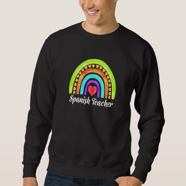 Sudadera Profesor de Español Corazones y Arcoíris Premium (Anverso)