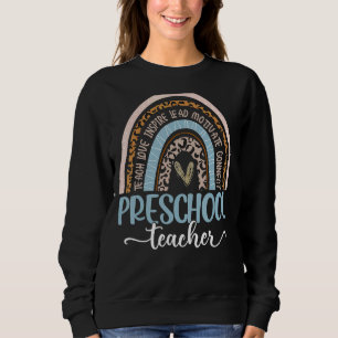 Sudadera Profesor de Preescolar Leopard Boho Rainbow First