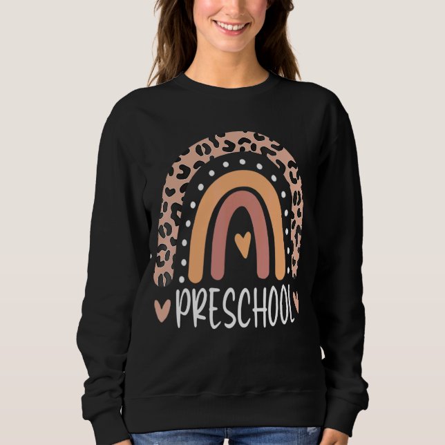 Sudadera Profesor de Preescolar Leopard Rainbow Teacher de  (Anverso)
