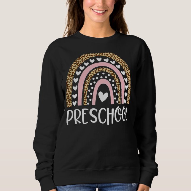 Sudadera Profesor de Preescolar Leopard Rainbow Teacher de  (Anverso)