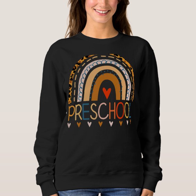 Sudadera Profesor de Preescolar Leopard Rainbow Teacher de  (Anverso)