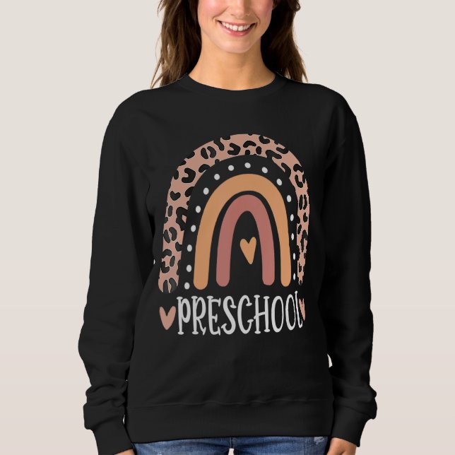 Sudadera Profesor de Preescolar Leopard Rainbow Teacher de  (Anverso)