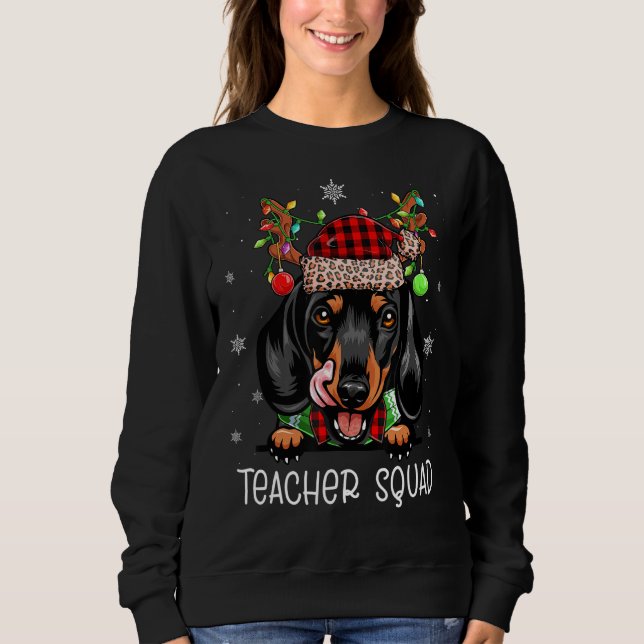 Sudadera Profesor Escuadrón de renos Dachshund Profesor Div (Anverso)