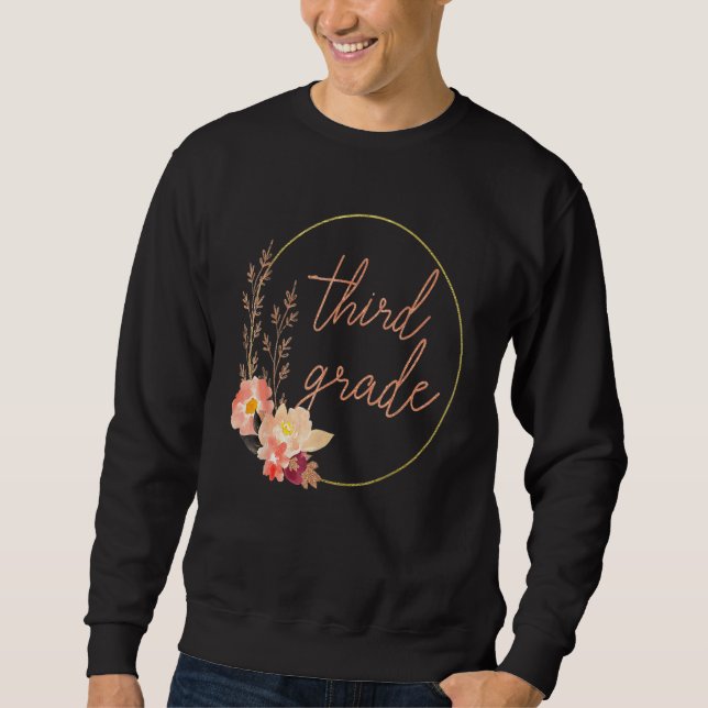 Sudadera Profesor Floral de Tercer Grado Estudiante Squad d (Anverso)