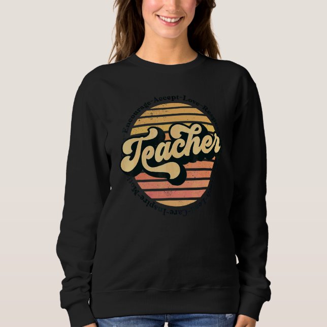 Sudadera Profesor Retro 70u2019s Animar Aceptar Amar Lidera (Anverso)