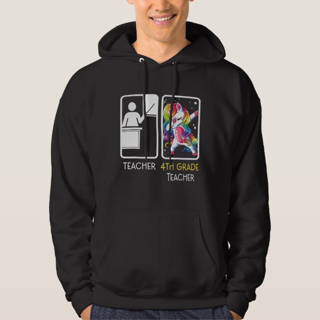 Sudadera Profesora de 4º grado de Unicorn Dabbing de vuelta (Anverso)