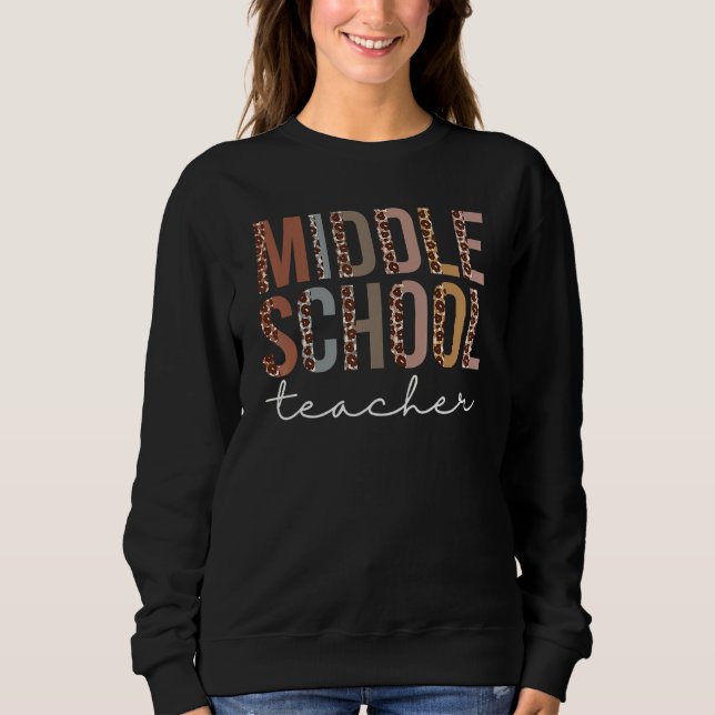Sudadera Profesora de escuela media Leopard Appreciation Wo (Anverso)