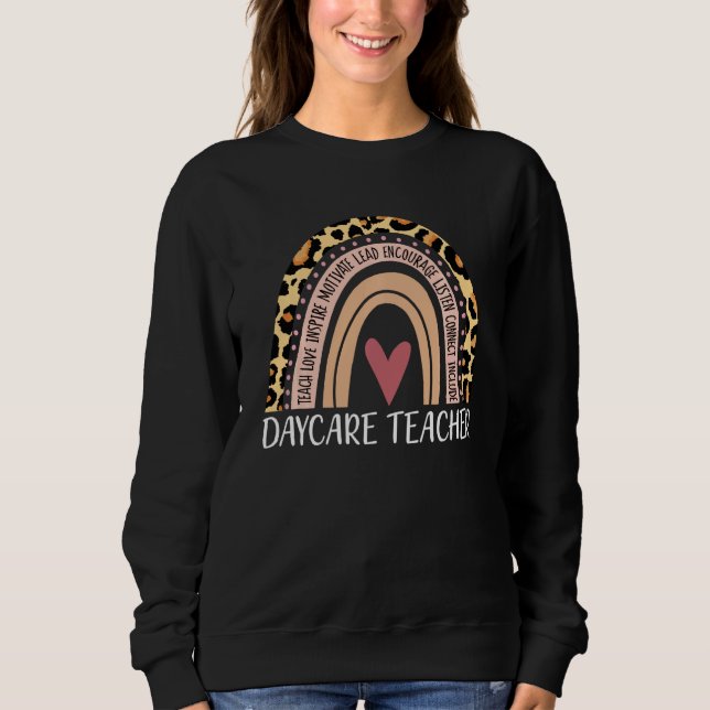 Sudadera Profesora de guardería Boho Arcoiris de vuelta a a (Anverso)