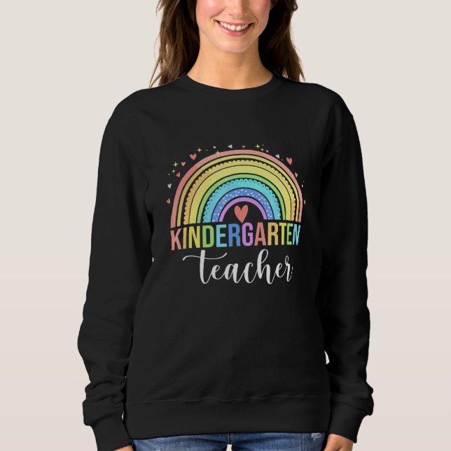 Sudadera Profesora De Guardería De Arcoiris Feliz Primer Dí (Anverso)