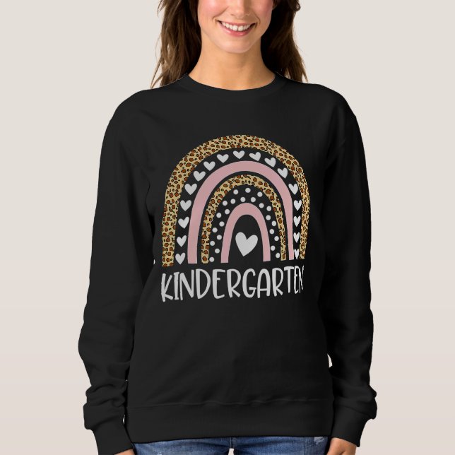Sudadera Profesora de guardería leopardo del arcoiris de vu (Anverso)