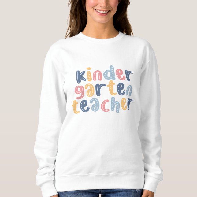 Sudadera Profesora de kindergarten colorida floral (Anverso)