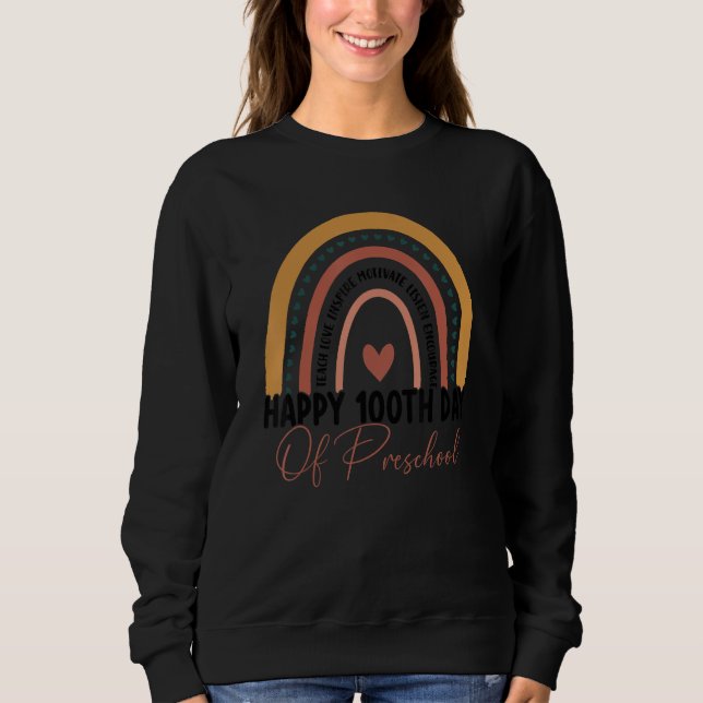 Sudadera Profesora de Preescolar Boho Rainbow, 100° Día del (Anverso)