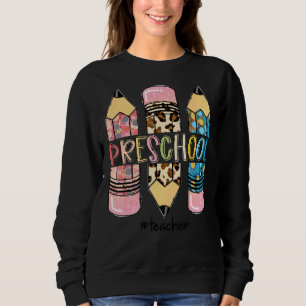 Sudadera Profesora de Preescolar Leopard Pencil Pre K Teach