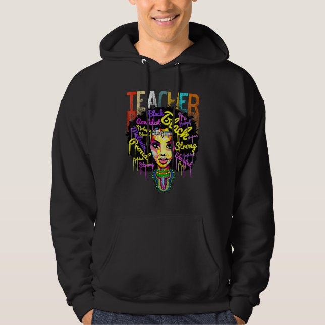Sudadera Profesora negra afro retro a juego con el mes de l (Anverso)