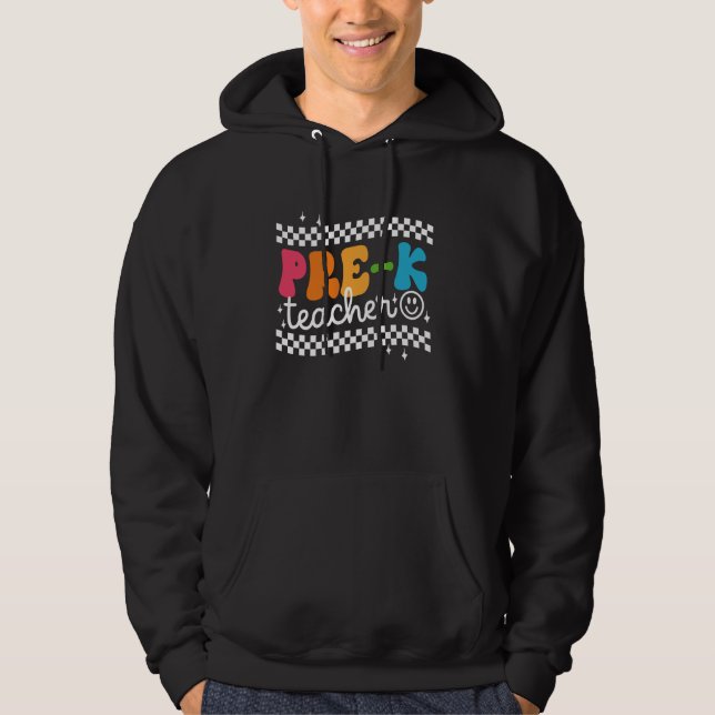 Sudadera Profesora preescolar divertida feliz primer día es (Anverso)