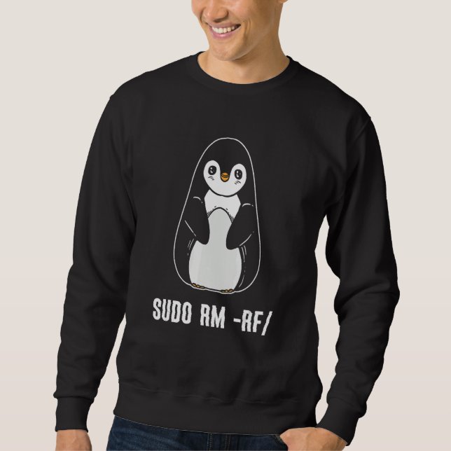 Sudadera programador de computadora Linux sudo rm rf (Anverso)