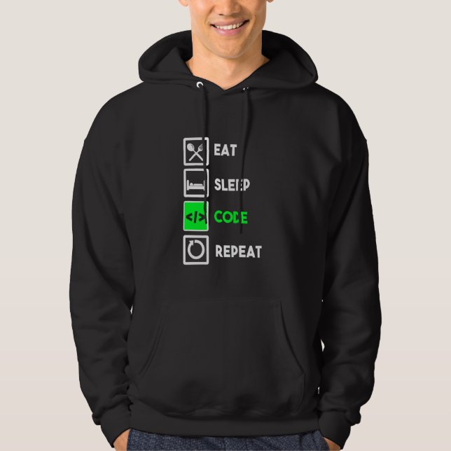 Sudadera Programador divertido comiendo el código de sueño  (Anverso)