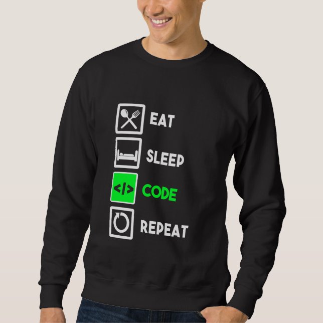 Sudadera Programador divertido comiendo el código de sueño  (Anverso)