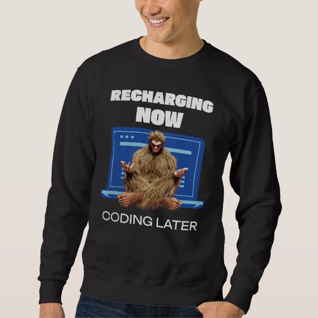 Sudadera Programador divertido de Bigfoot recargando código (Anverso)