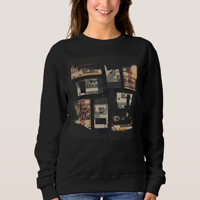 Sudadera Programador Geek de Glitch Retro de código binario (Anverso)