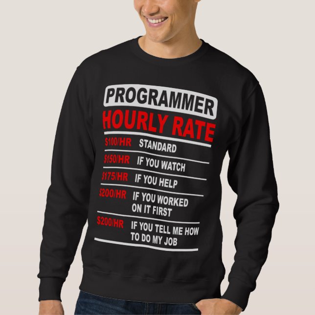 Sudadera Programmer  Hourly Rate  Software Enfineer  Idea (Anverso)