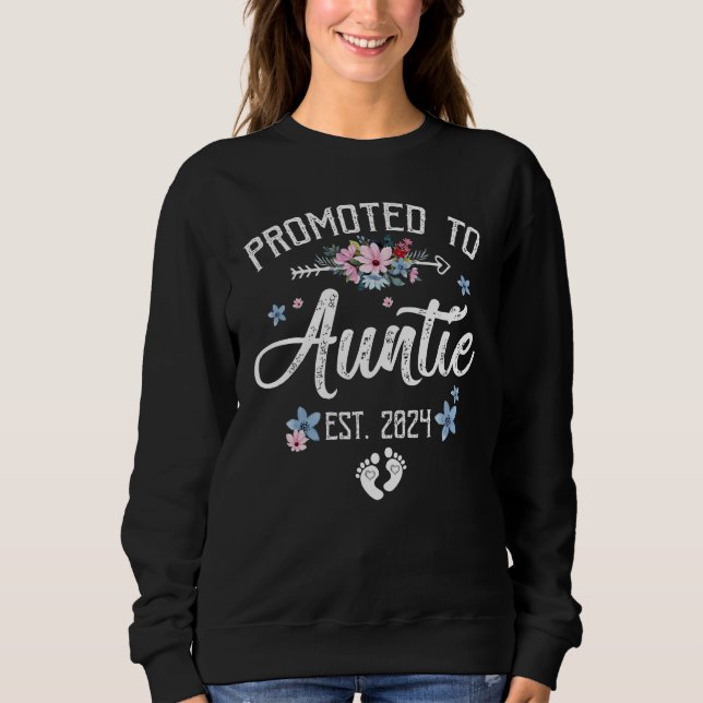 Sudadera Promoted To Auntie 2024 First Time New Auntie Preg (Anverso)