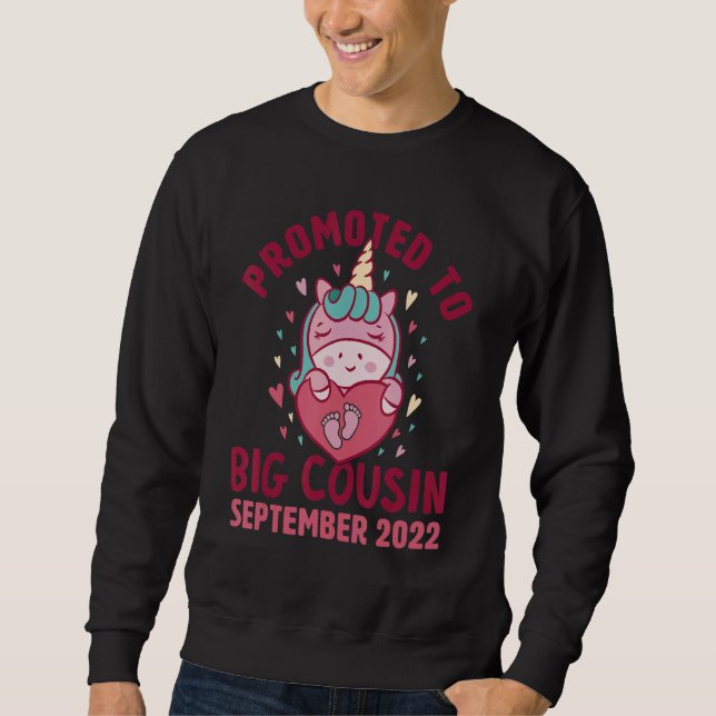 Sudadera Promoted to Big Cousin September 2022 Unicorn Hear (Anverso)