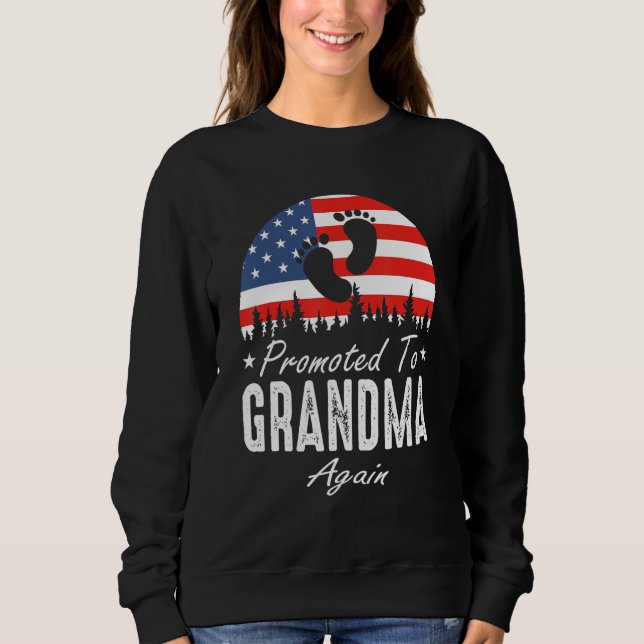 Sudadera Promoted To Grandma Again 2024 US Flag Father's Da (Anverso)