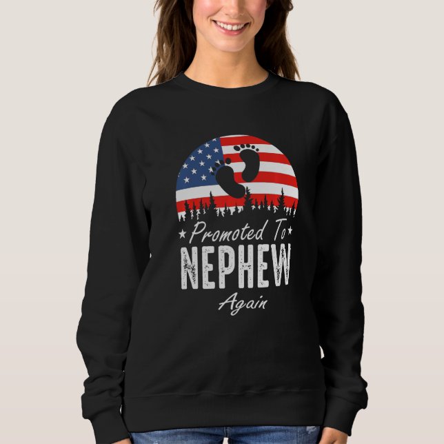 Sudadera Promoted To Nephew Again 2024 US Flag Father's Day (Anverso)
