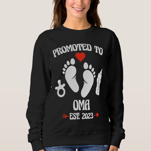Sudadera Promoted To Oma 2023 First Time New Grandma Pregna (Anverso)