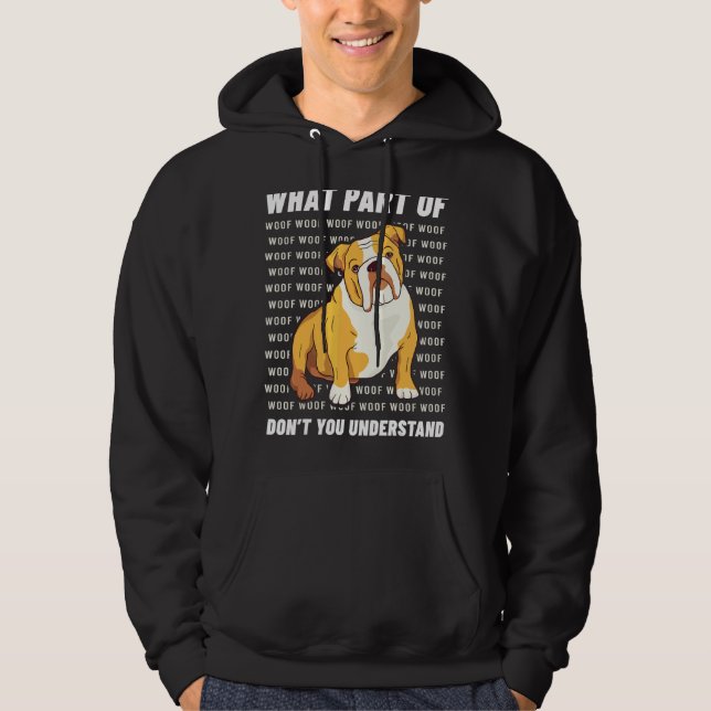 Sudadera Propietario Inglés Bulldog Perro Walker Idioma Woo (Anverso)