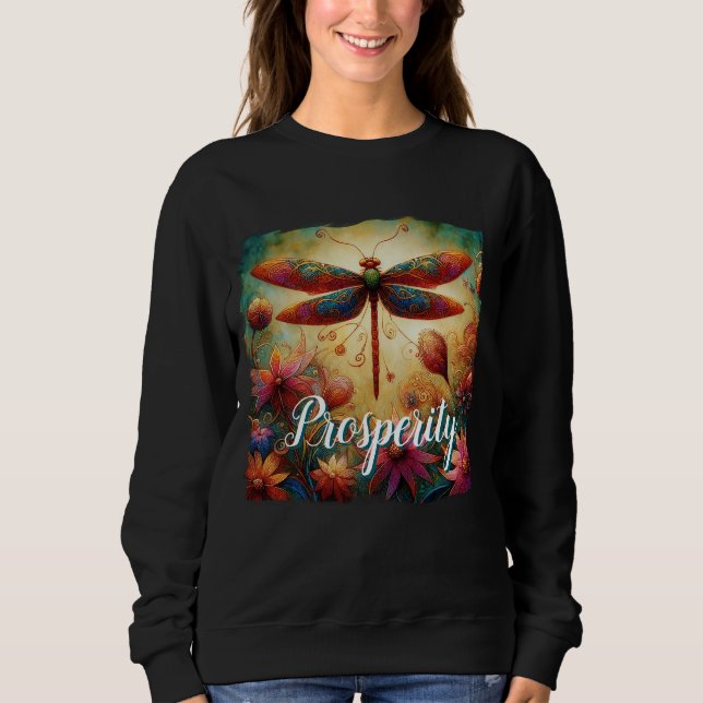 Sudadera Prosperidad sinusal de la floral de la libélula (Anverso)