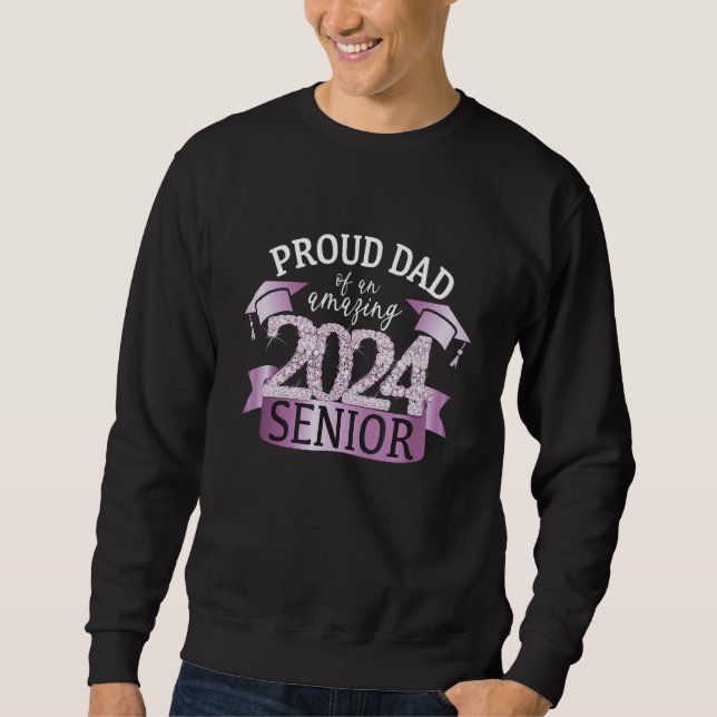 Sudadera Proud 2024 Senior Dad I Elegant Purple Celebration (Anverso)