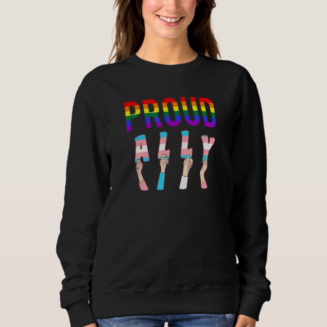 Sudadera Proud Ally Funny Ally Flag LGBT Community Equality (Anverso)