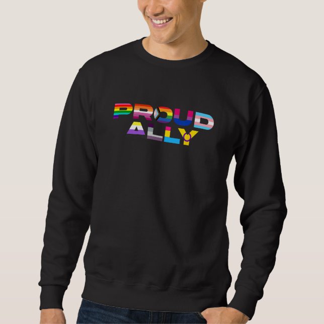 Sudadera Proud Ally LGBTQ Lesbian Gay Bisexual Trans Pan Qu (Anverso)