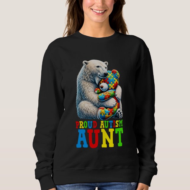 Sudadera Proud Autism Aunt Bear Autism Awareness Autistic S (Anverso)