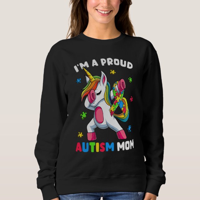 Sudadera Proud Autism Mom Dab Dance Women's Dabbing Unicorn (Anverso)