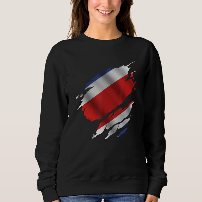 Sudadera Proud Costa Rican Root Torn Ripped Costa Rica Flag (Anverso)