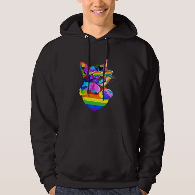 Sudadera Proud Cute Cat Pride LGBT Transgender Flag Heart (Anverso)
