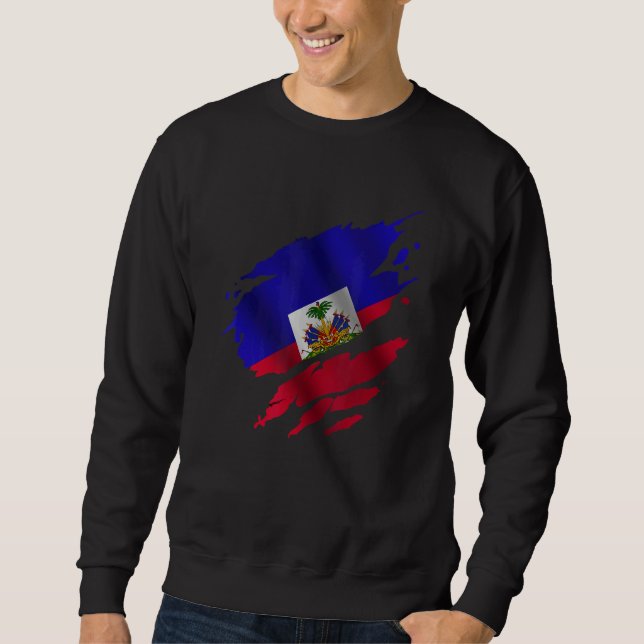 Sudadera Proud Haitian Root Torn Ripped Haitia Flag (Anverso)