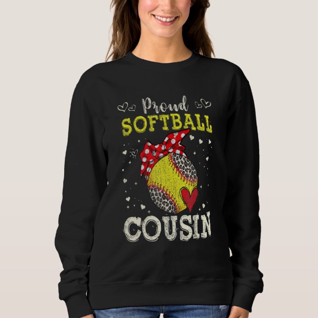 Sudadera Proud Softball Cousin Leopard Game Day Spirit Play (Anverso)