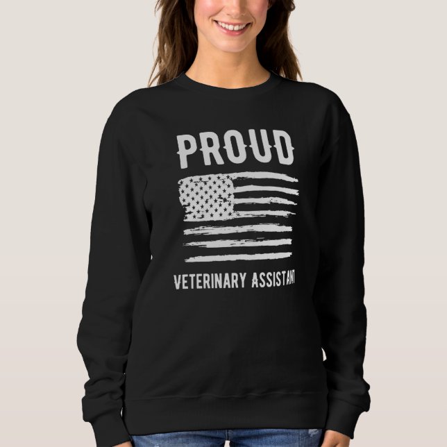 Sudadera Proud Veterinary Assistant Profession American Fla (Anverso)