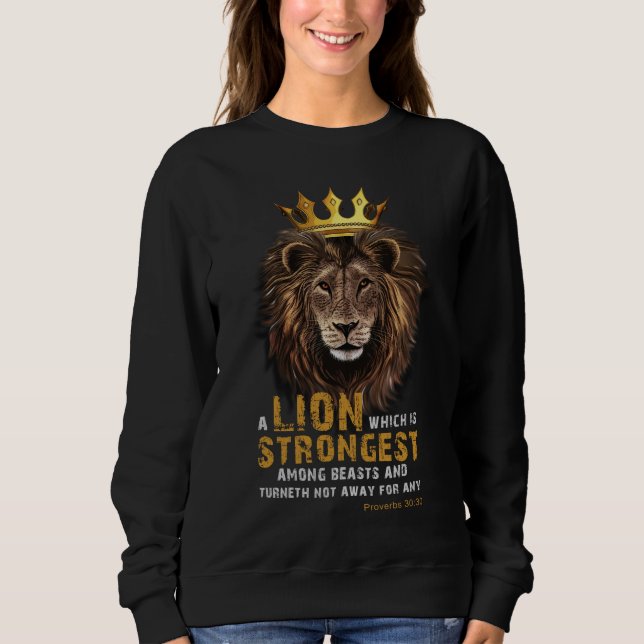 Sudadera Proverbios 30:30 KJV Escritura de Biblia Cita Muje (Anverso)