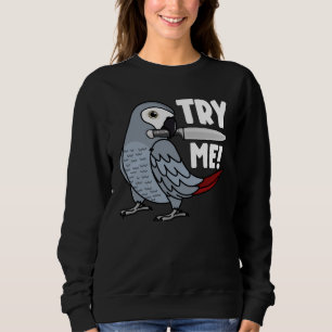 Sudadera Pruebe mi loro con cuchillo en gris africano