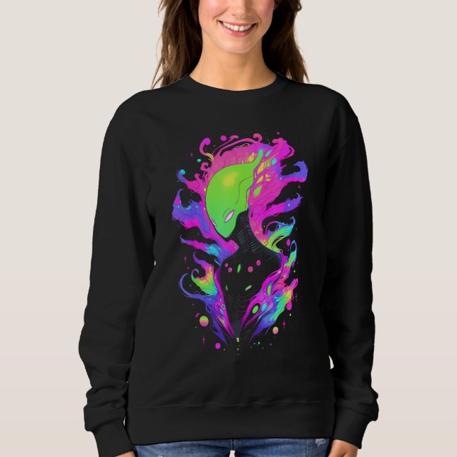Sudadera Psychedelic Alien Party Rave Extraterrestrial UFO  (Anverso)